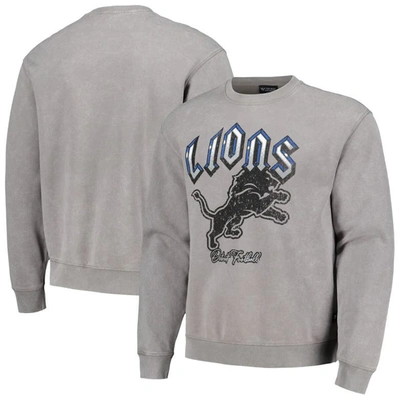The Wild Collective Unisex   Gray Detroit Lions Distressed Pullover Sweatshirt