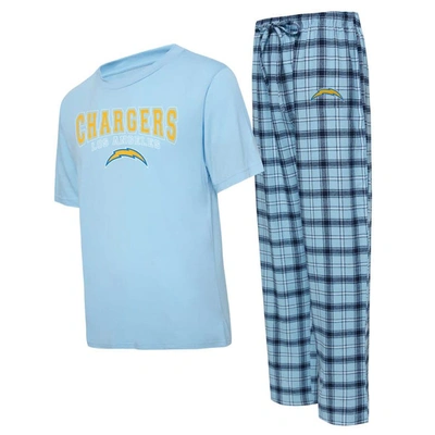 Concepts Sport Light Blue/navy Los Angeles Chargers Arctic T-shirt & Pajama Pants Sleep Set