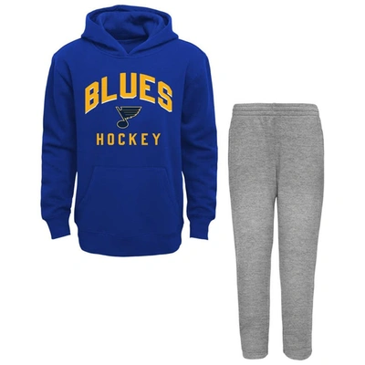 Outerstuff Kids' Toddler Blue/heather Gray St. Louis Blues Play By Play Pullover Hoodie & Pants Set