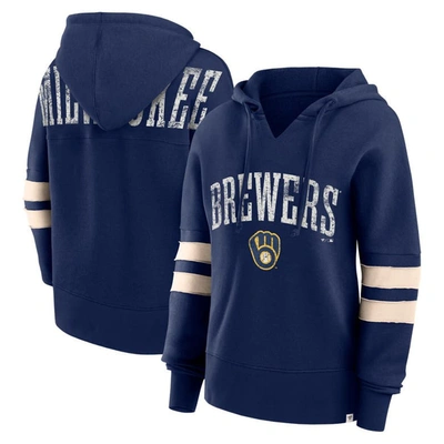 Fanatics Branded Navy Milwaukee Brewers Bold Move Notch Neck Pullover Hoodie