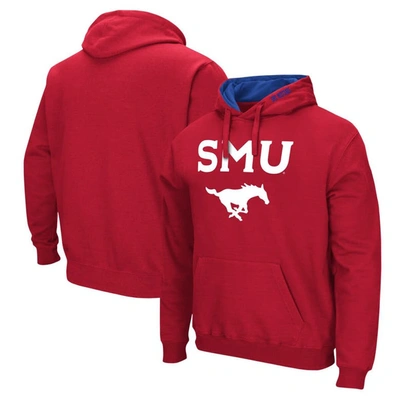 Colosseum Men's  Red Smu Mustangs Arch & Logo Pullover Hoodie