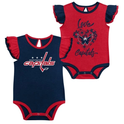 Outerstuff Babies' Girls Infant Red/navy Washington Capitals Two-pack Training Bodysuit Set