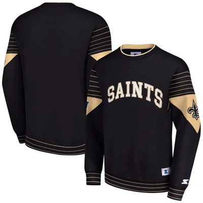Starter Black New Orleans Saints Face-off Pullover Sweatshirt