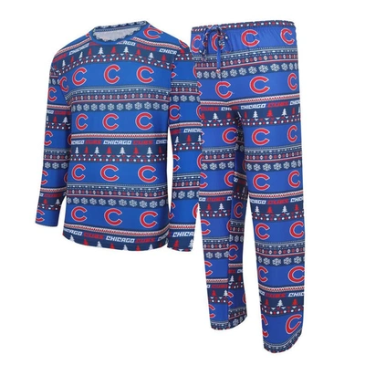 Concepts Sport Men's  Royal Chicago Cubs Knit Ugly Sweater Long Sleeve Top And Pants Set
