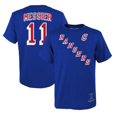 Mitchell & Ness Kids' Big Boys  Mark Messier Blue New York Rangers Name & Number T-shirt