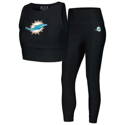 Kadi Brand Black Miami Dolphins Leggings & Midi Bra Set