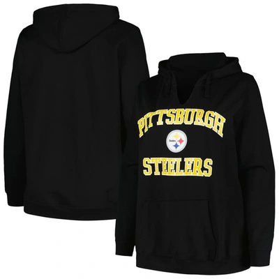Fanatics Branded Black Pittsburgh Steelers Plus Size Heart And Soul V-neck Pullover Hoodie