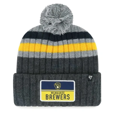 47 ' Gray Milwaukee Brewers Stack Cuffed Knit Hat With Pom