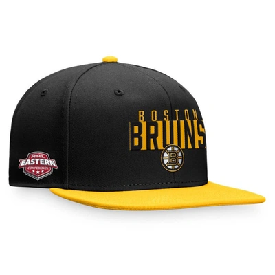 Fanatics Branded Black/gold Boston Bruins Fundamental Colorblocked Snapback Hat In Black,gold