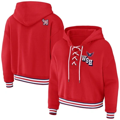 Wear By Erin Andrews Red Washington Capitals Lace-up Pullover Hoodie