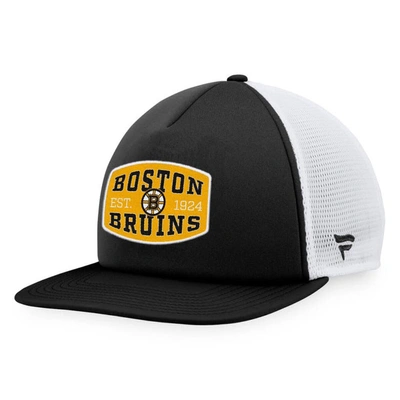 Fanatics Branded Black/white Boston Bruins Foam Front Patch Trucker Snapback Hat