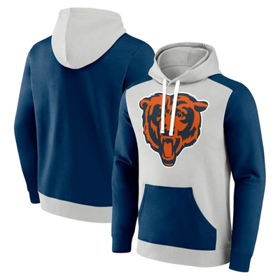 Fanatics Men's  Silver, Navy Chicago Bears Big And Tall Team Fleece Pullover Hoodie In Silver,navy