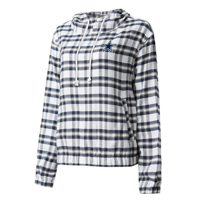 Concepts Sport Women's  Navy, Gray Dallas Cowboys Sienna Flannel Long Sleeve Hoodie Top In Navy,gray