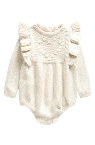 Nordstrom Babies' Long Sleeve Bubble Bodysuit In Ivory Egret