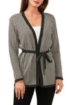Chaus Houndstooth Belted Cotton Cardigan In Moss