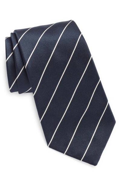 Ralph Lauren Purple Label Stripe Silk Tie In Dark Navy