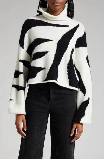 Gestuz Alphagz Zebra Funnel Neck Sweater In Neutrals