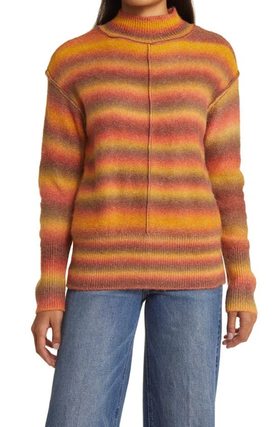 Beachlunchlounge Shadow Mock Neck Space Dye Sweater In Orange