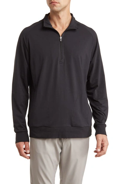 Travismathew Zachary Fleece Half Zip Sweatshirt In Black