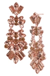 Jardin Crystal Cluster Drop Earrings In Pink/ Rose Gold