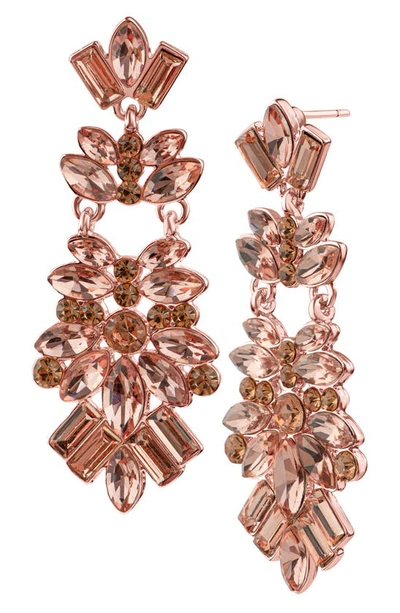 Jardin Crystal Cluster Drop Earrings In Pink/ Rose Gold