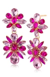 Jardin Crystal Cluster Drop Earrings In Pink/ Gold