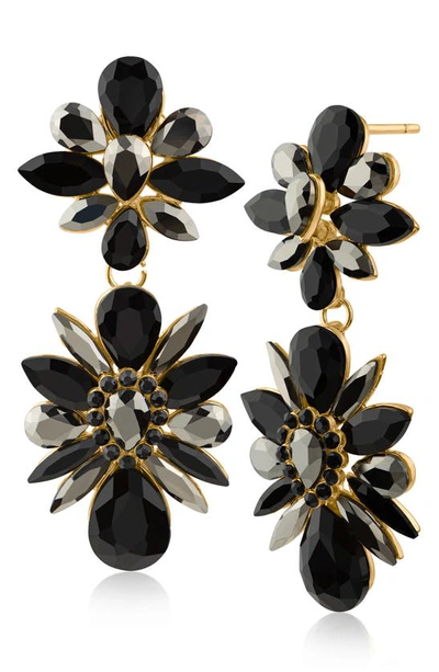 Jardin Crystal Cluster Drop Earrings In Black