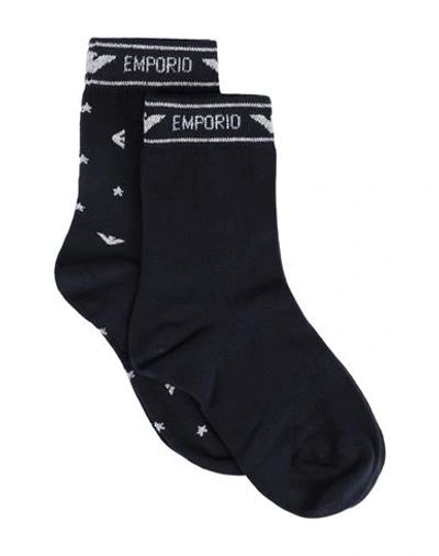 Emporio Armani Woman Socks & Hosiery Navy Blue Size Onesize Cotton, Polyamide, Elastane, Polyester In Black