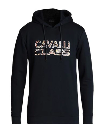 Cavalli Class Man Sweatshirt Navy Blue Size 3xl Cotton, Polyester In Black