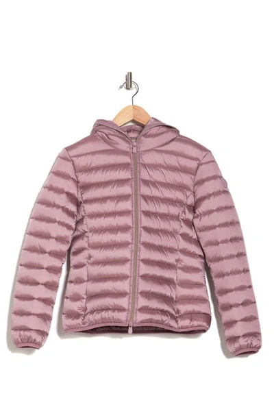 Save The Duck Alexis Shiny Nylon Puffer Jacket In Misty Rose