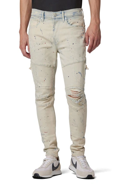 Hudson Zack Moto Skinny Fit Jeans In White Painter