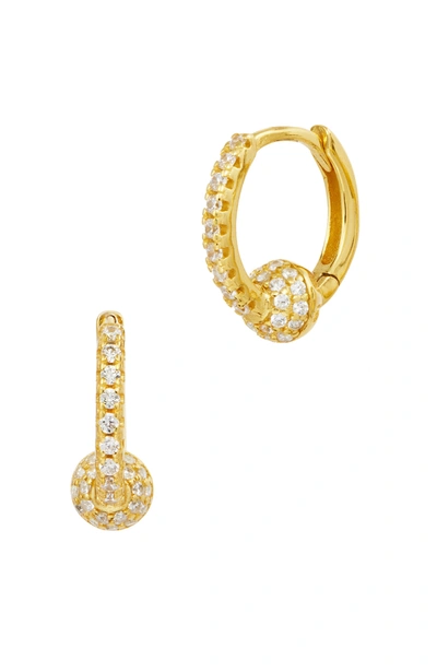 Savvy Cie Jewels 18k Gold Sterling Silver White Cz Earrings