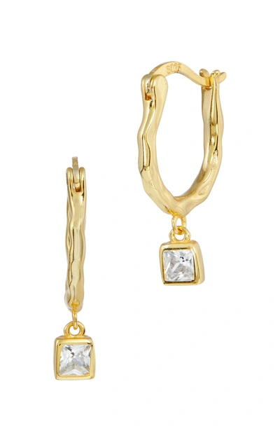 Savvy Cie Jewels 18k Gold Sterling Silver White Cz Dangle Earrings