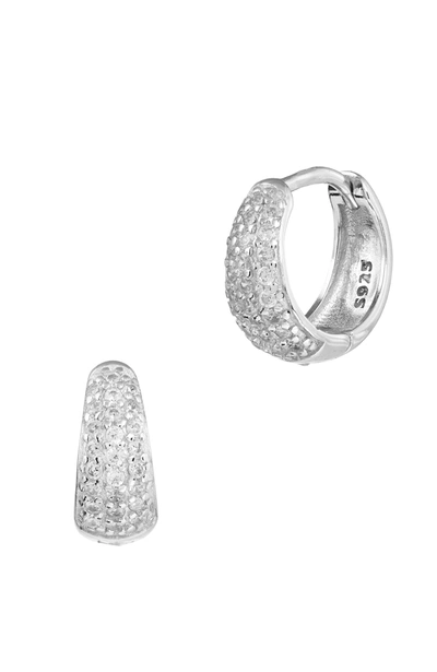 Savvy Cie Jewels 18k Gold Sterling Silver White Cz Hoop Earrings