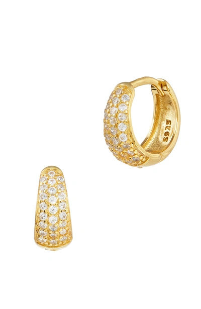 Savvy Cie Jewels 18k Gold Sterling Silver White Cz Hoop Earrings