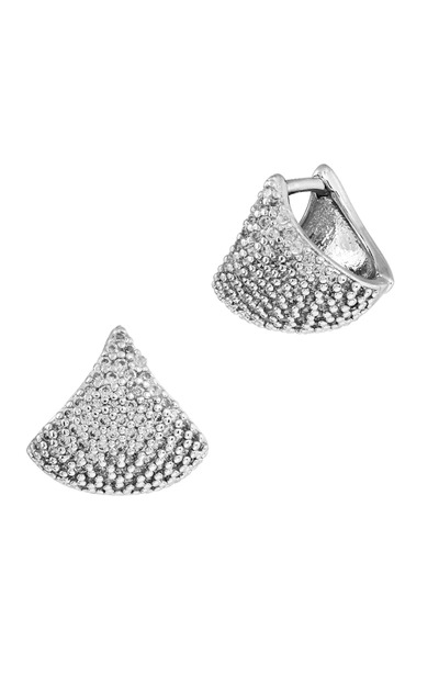 Savvy Cie Jewels Sterling Silver Fan Cz Earrings In White