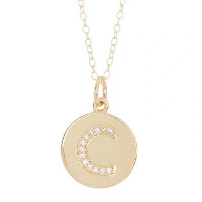 Adornia Initial Circle Disc Necklace Gold In Silver