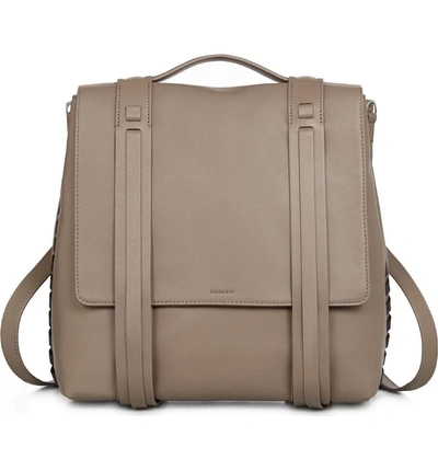 Allsaints Fin Leather Backpack - Brown In Almond Brown