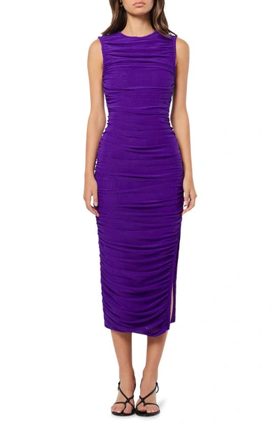 Elliatt Debbi Sleeveless Ruched Midi Cocktail Dress In Purple