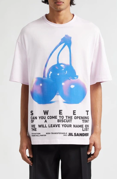 Jil Sander Cotton Graphic T-shirt In Blush Canvas