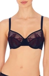 Natori Frame Floral Embroidered Underwire Bra In Dk Blue Cm