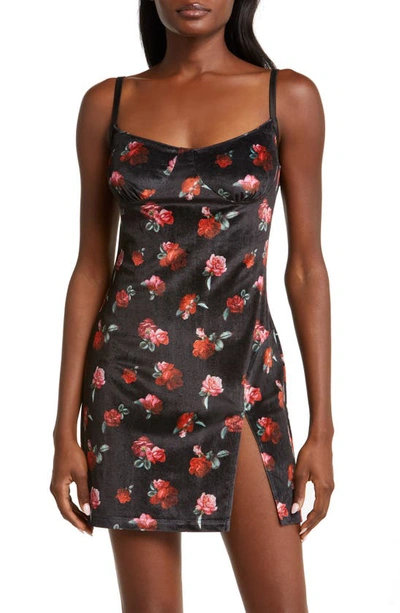 Kilo Brava Rose Print Velvet Chemise In Velvet Roses