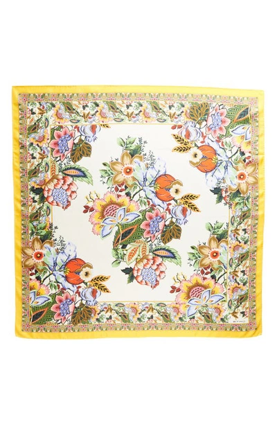 Etro Floral Print Square Scarf In Print On White Base
