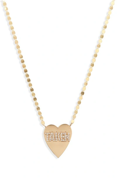 Lana Jewelry Taken Heart Diamond Pendant Necklace In Yellow Gold/ Diamond