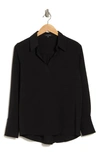 Pleione Textured Long Sleeve Tunic Top In Black