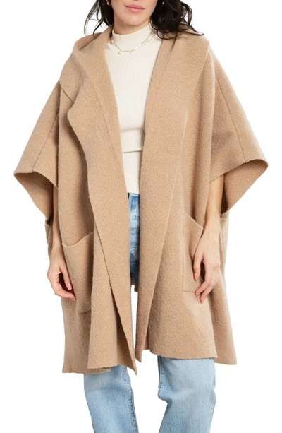 Saachi Oversize Hooded Topper In Taupe