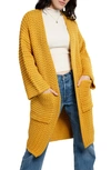 Saachi Knit Open Front Cardigan In Yellow