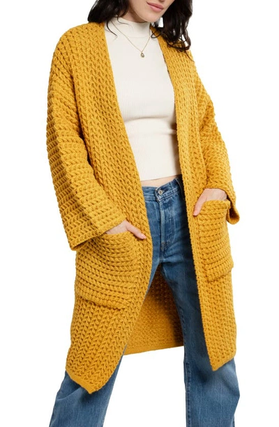 Saachi Knit Open Front Cardigan In Yellow