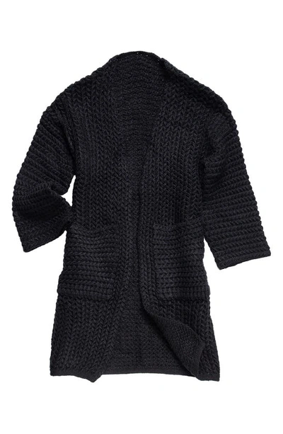 Saachi Knit Open Front Cardigan In Black