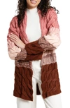 Saachi Coloblock Cable Knit Cardigan In Pink